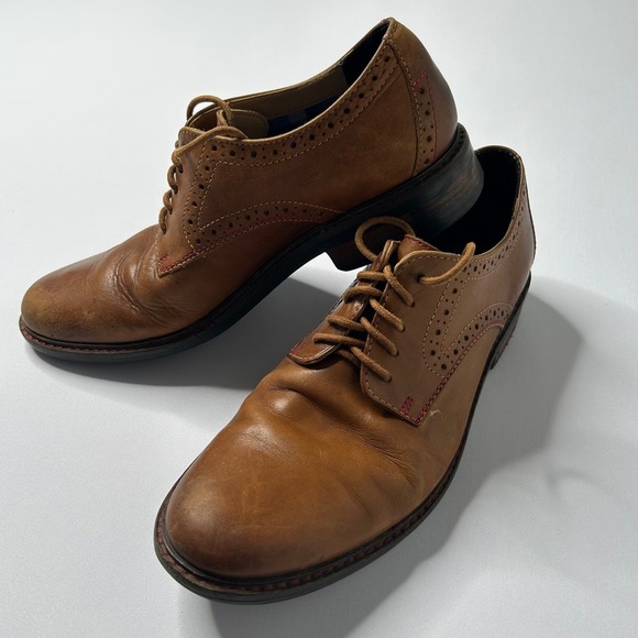 Bostonian Commonwealth Mens Dress Shoes Leather Brogue Oxfords Tan Size 7.5 - Picture 2 of 8